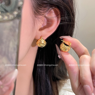 尚银轩纯银S925银耳饰女碎冰冰爆闪银耳环高级感气质轻奢小众耳环