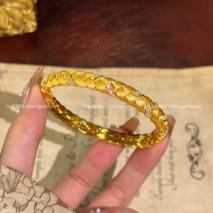 穗穗平安布契风麦穗手工拉丝银手镯高级感精致百搭925银镀金手镯