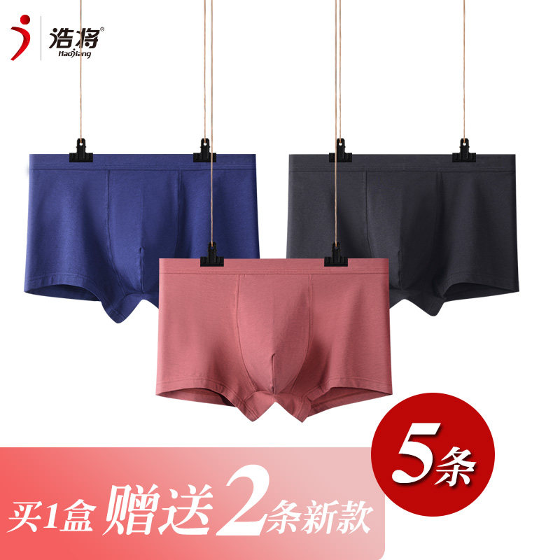 3【赠送新款2条】浩将超薄夏季新款车缝石墨烯抑菌男士内裤男平角