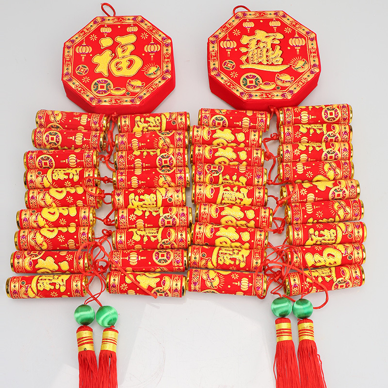 801#鞭炮挂串新年挂饰乔迁春节仿真鞭炮串节日店面灯笼爆竹挂件