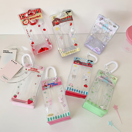 ins风少女可爱卡通遛娃包透明PVC棉花娃娃展示收纳包玩偶防尘娃包