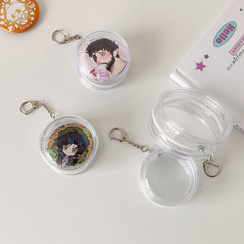 58/75吧唧徽章收纳包透明明星动漫玩偶收纳展示挂件包娃包钥匙扣