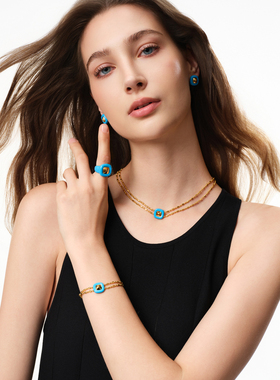 TIDONA手工珐琅双层手链蓝绿色