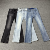 牛仔裤 美式 cleanfit重磅水洗黑弯刀微喇Dc黑牛vintage517弹力修身