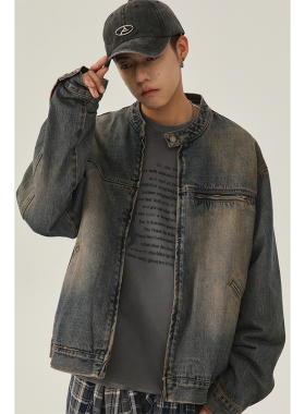 FROMWRTING字由复古水洗做旧牛仔外套男女春秋装宽松夹克男士上衣