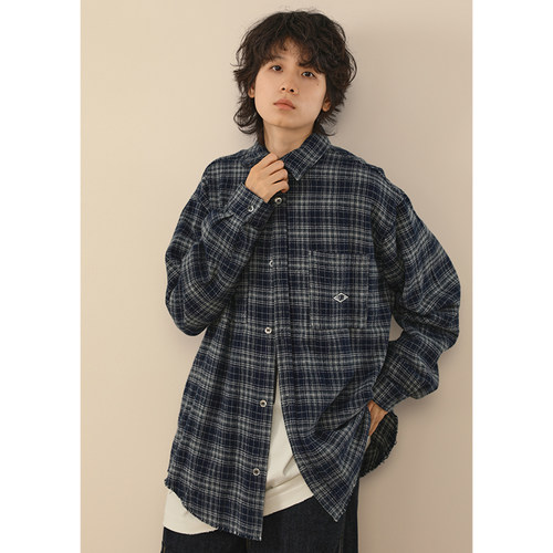 FROMWRTING字由磨毛格子衬衫