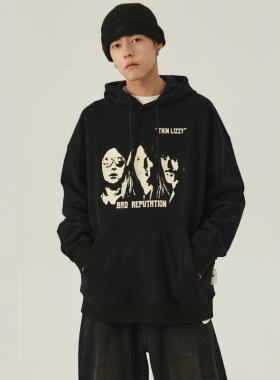 FROMWRTING字由潮牌纯棉长袖连帽卫衣男女装秋冬加绒重磅宽松外套