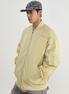 FROMWRTING字由刺绣飞行员夹克外套男潮牌春秋季宽松棒球服女上衣