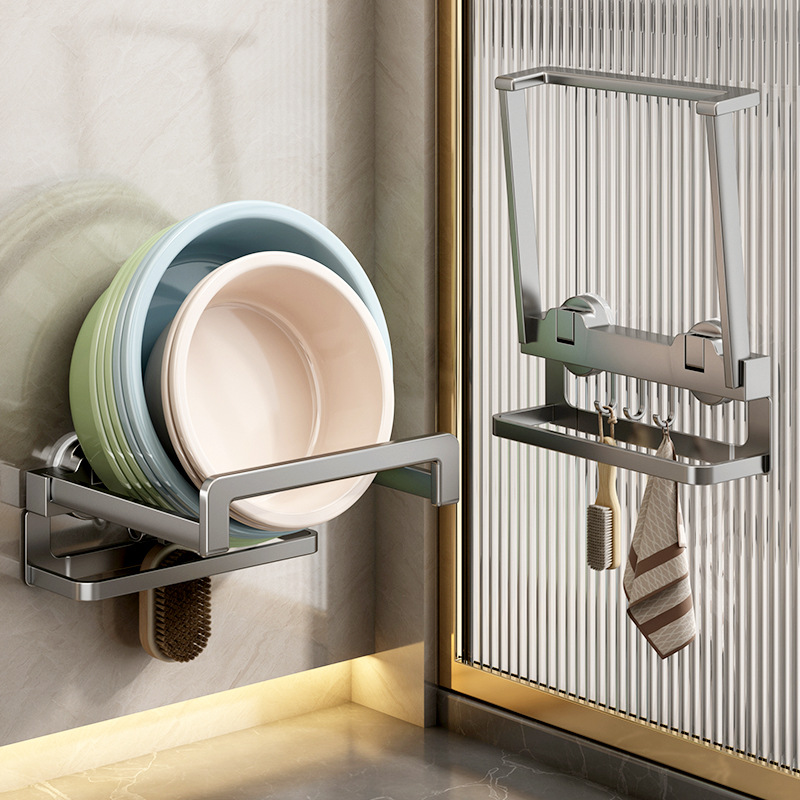 脸盆置物架可折叠设计吸盘安装