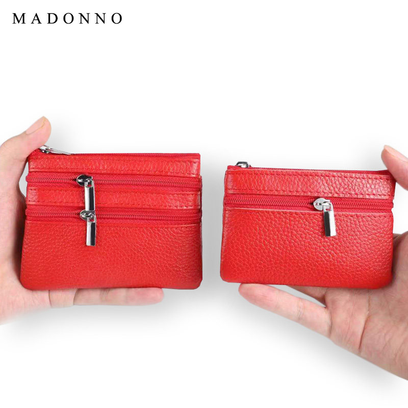 新款2022短款零钱包女迷你真皮硬币包超薄拉链钥匙包头层牛皮钱包