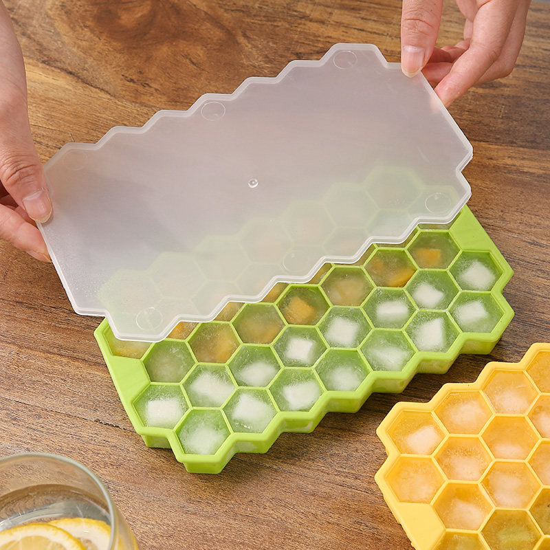 带盖冰块模具软硅胶冰格冰箱内置制冰盒家用辅食冷冻格做冰粒模具