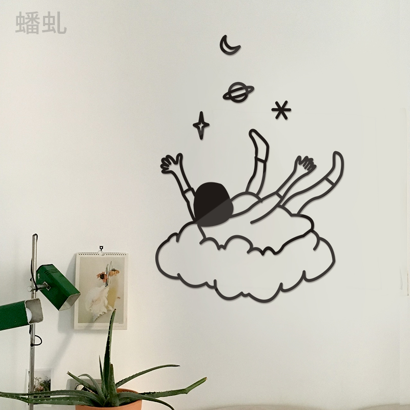 落入亚克力ins卧室床头立体墙贴