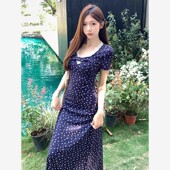 法式 新中国风民族风格 新风格 2025夏季 减龄超级热花优雅腰长裙 女装