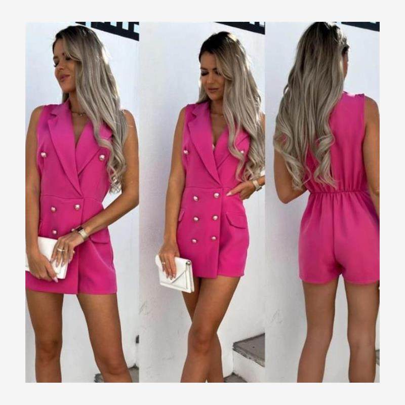 欧美无袖连体衣裤西服女