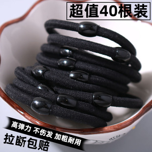 耐用加粗头绳扎高马尾发圈黑色皮套高弹力橡皮筋女成人绑头发绳子