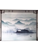 PVC镂空雕花新中式 天花板Z隔i. 电视背景墙花格影视墙通花板悬吊式