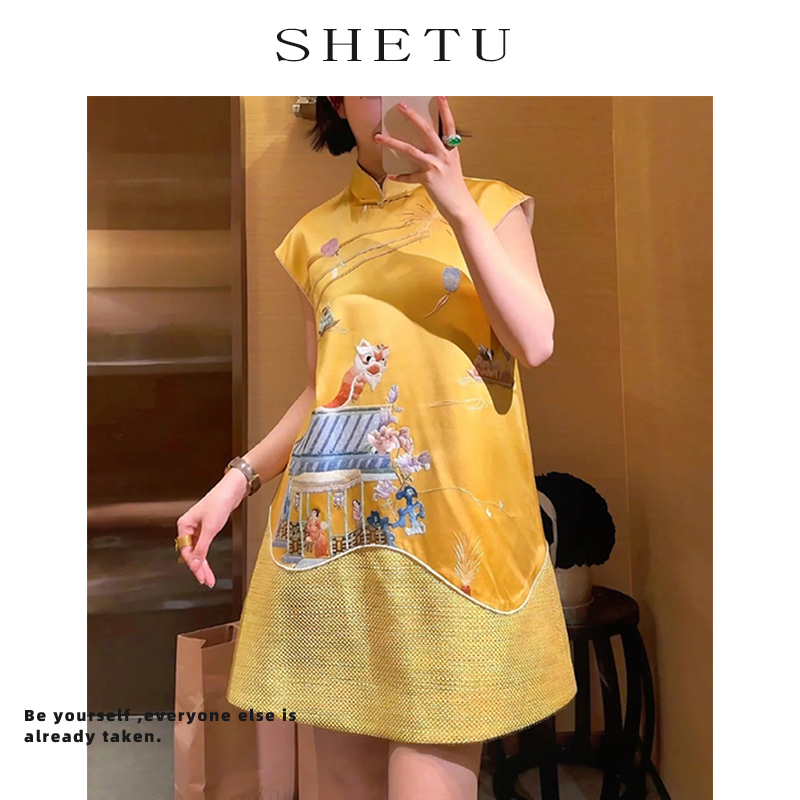 新中式复古禅意改良国风旗袍裙女