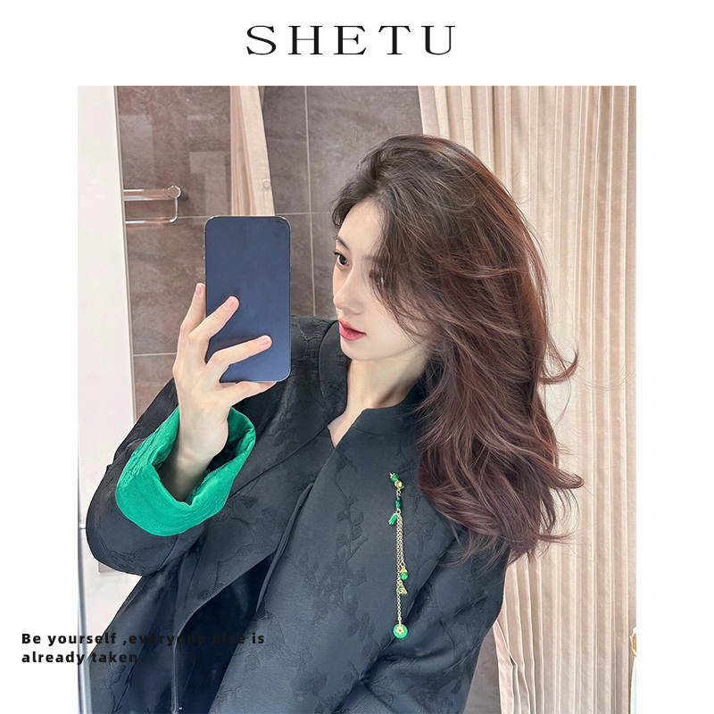 新中式复古轻国风禅意黑色外套女