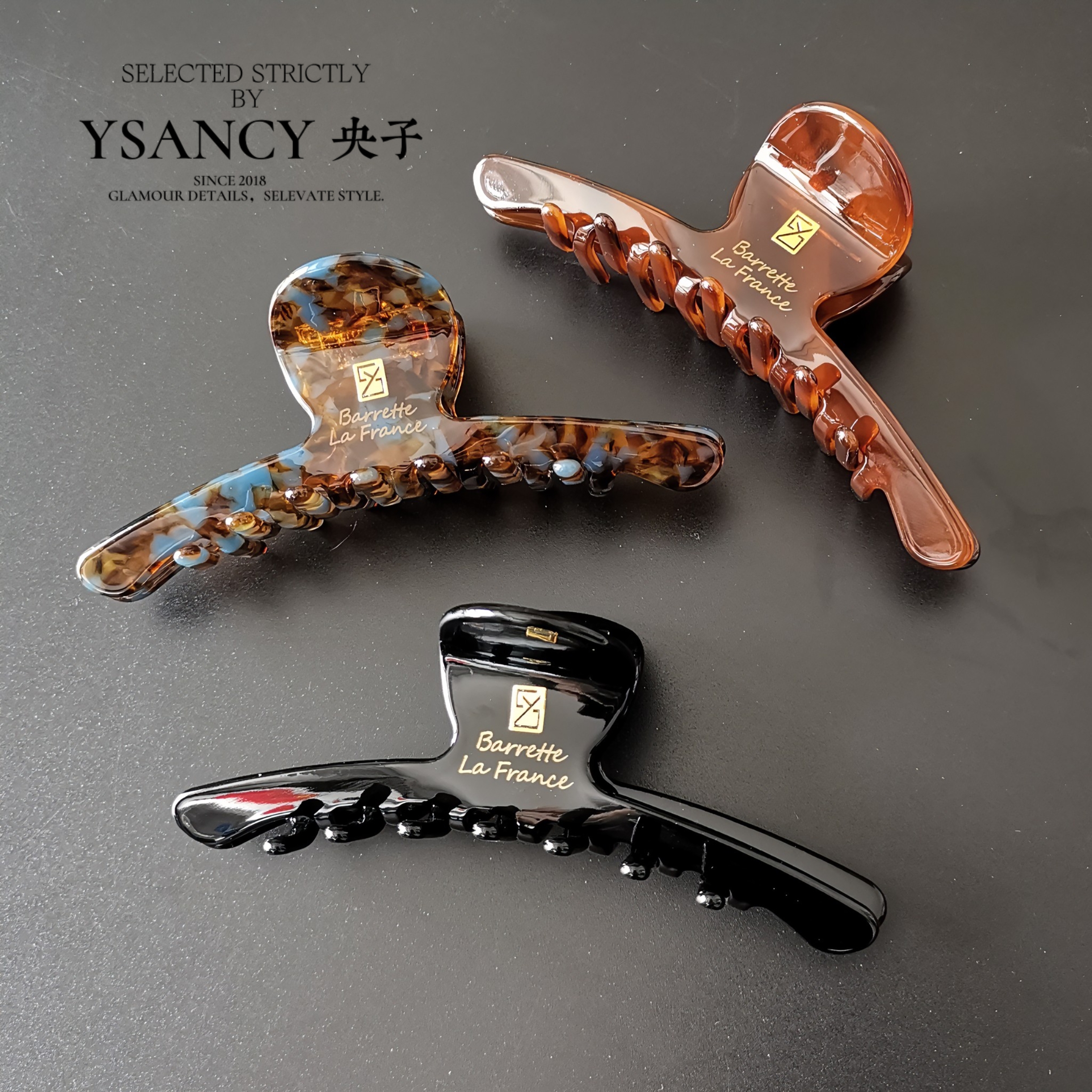 美拉德醋酸抓夹法式深色系