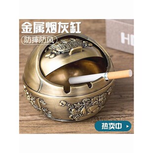 烟烟灰缸自动开盖复古创意个性耐摔欧式家用客厅茶几大号高档烟缸