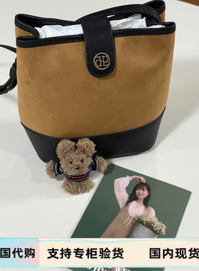 韩国品牌25秋depound复古麂皮拼接单肩包腋下包通勤风水桶手提包