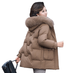 鸭鸭妈妈羽绒服中长款加厚2023新款中老年女装冬季外套老年人棉袄