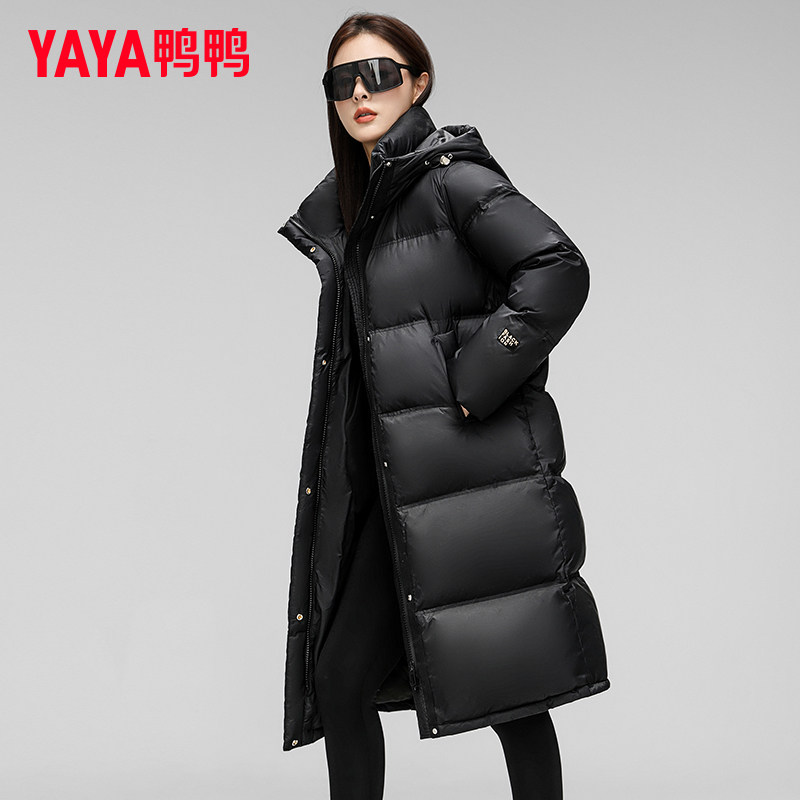 【极寒】鸭鸭羽绒服女中长款过膝时尚2024新款冬季加厚黑色潮外套