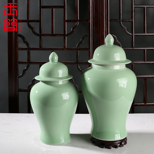 中式古典陶瓷将军罐储物罐摆件样板房酒店售楼处民宿客厅玄关软装