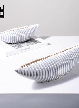 简约现代贝壳陶瓷几何摆件样板间玄关民宿过道小众艺术感软装饰品