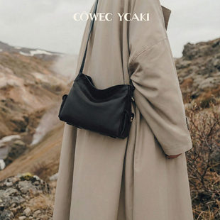 CYWE头层植鞣真牛皮托特包hobo女包轻奢大容量单肩斜挎包新年礼物