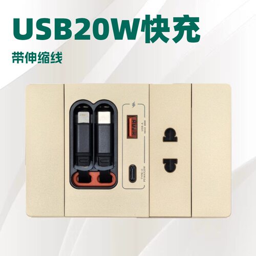 118泰式两孔墙壁插座USB带数据线