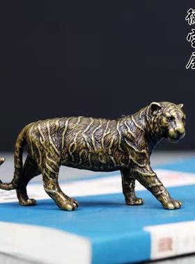 实心复古纯黄铜虎虎生威书桌