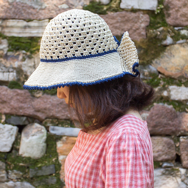 秀丝雅diy蝴蝶结夏凉帽女夏薄款防晒百搭冰丝线手工编织材料包