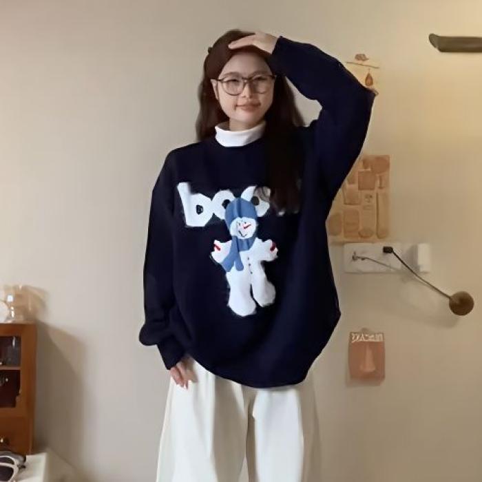 日系复古卡通雪人提花套