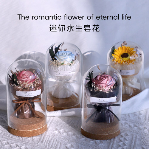 见面小花束送女友口袋玻璃罩摆件