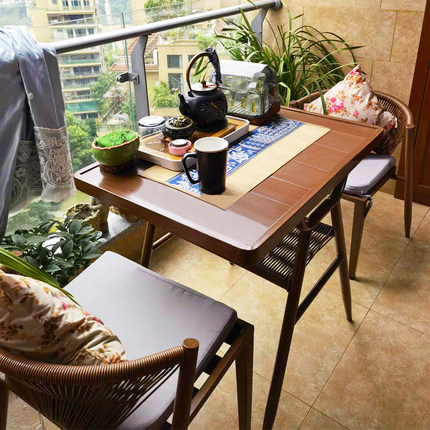 阳台小桌椅网红休闲茶桌椅组合小户型藤椅茶几户外阳台桌椅三件套