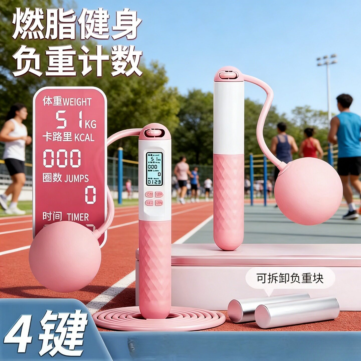 计数计时无绳电子跳绳中考健身减肥运动款铁块燃脂女专用负重大球