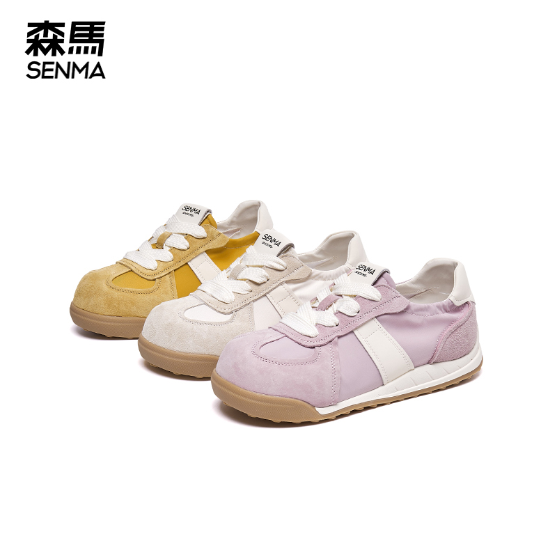 森马软面德训鞋女拼接