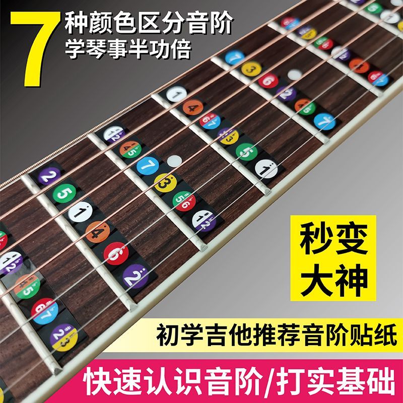 吉他练习指板吉他指板贴面板贴音标贴音位贴吉他初学音阶图音阶贴