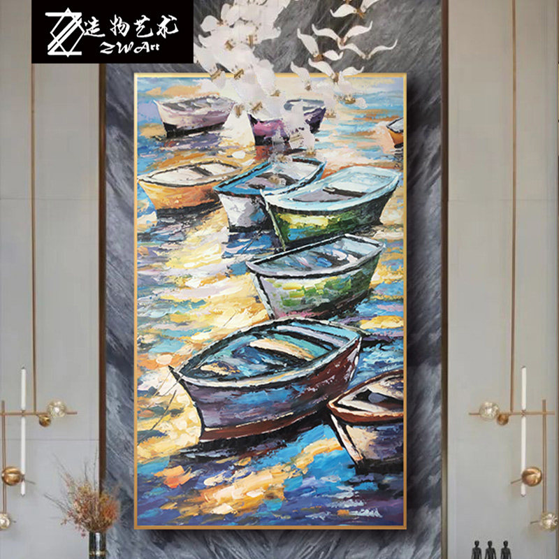 纯手绘抽象油画现代简约