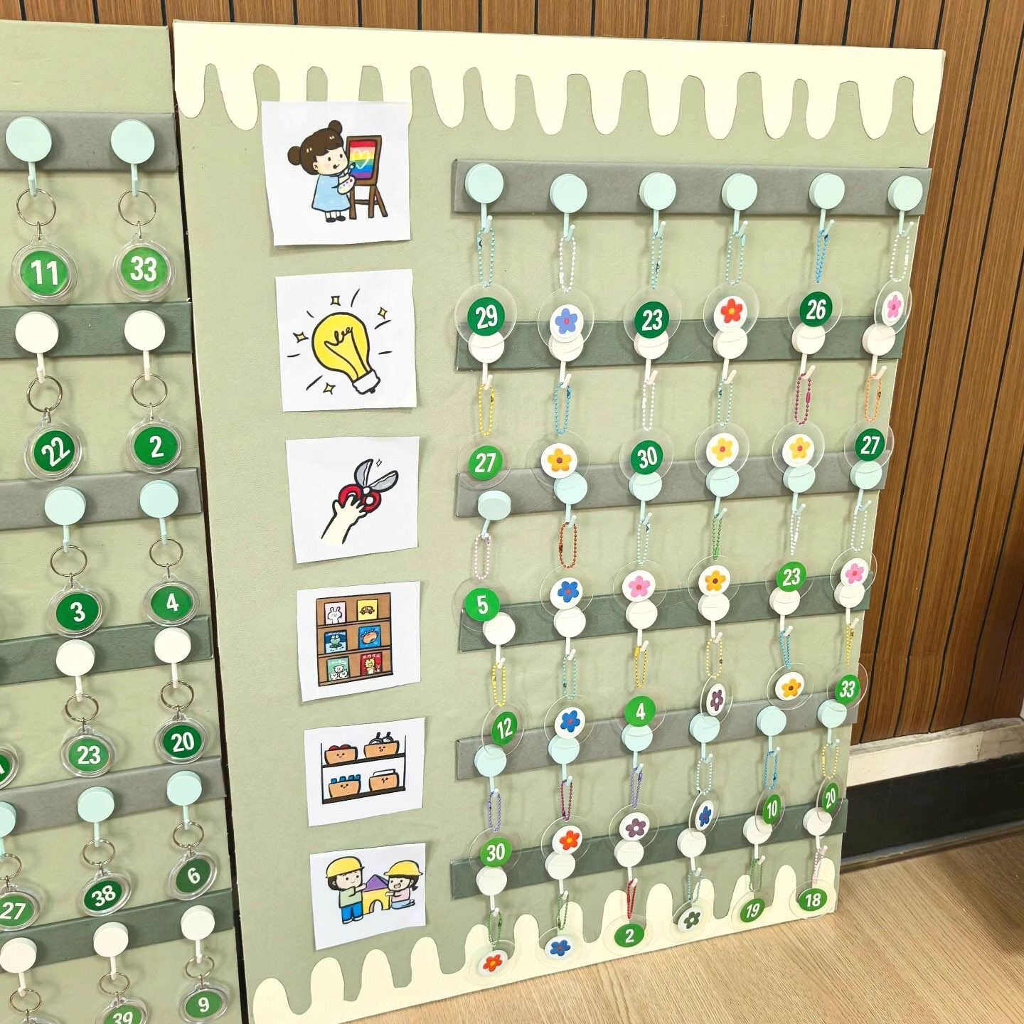 幼儿园区域进区卡挂牌环创材料区角签到主题墙面装饰小班咕卡挂钩