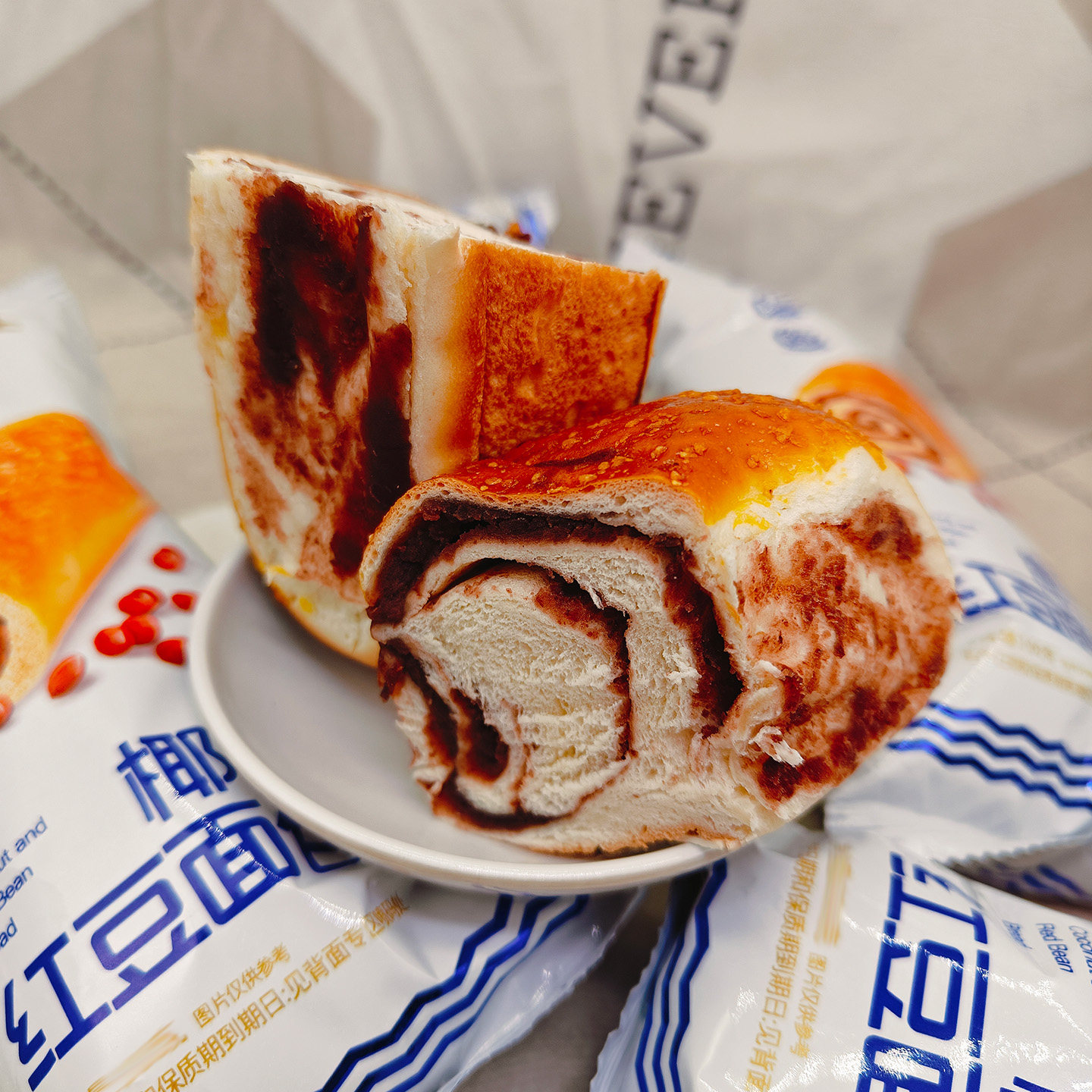 蓝士椰蓉红豆面包100g夹心面包