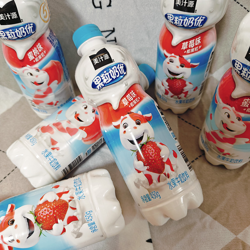 美汁源果粒奶优蜜桃味草莓味450g
