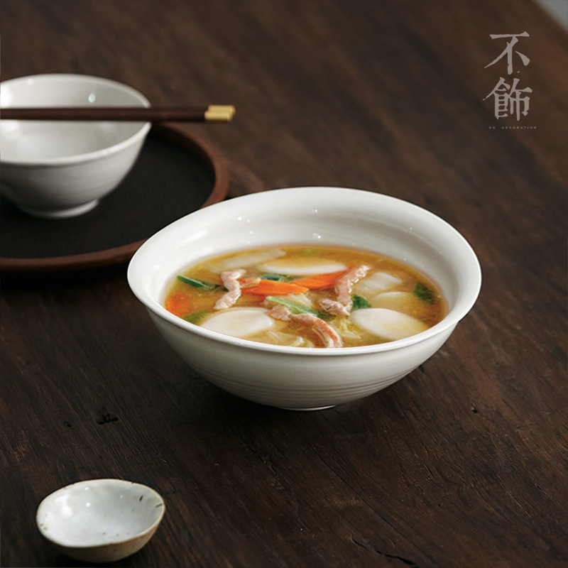 不饰粗陶沿口汤碗日式