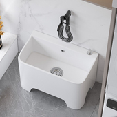 陶爵士拖把池家用阳台卫生间地盆拖布池高脚落地式 陶瓷墩布池大号