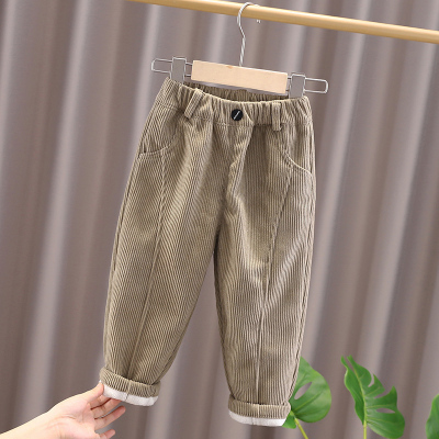 男童灯芯绒加绒加厚长裤