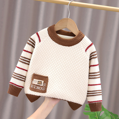 儿童加绒毛衣男童加厚保暖冬装