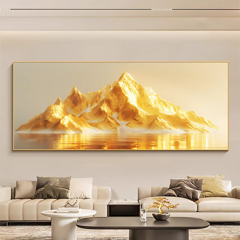 日照金山装饰画客厅挂画新中式背靠金山书房山水画办公室卧室壁画