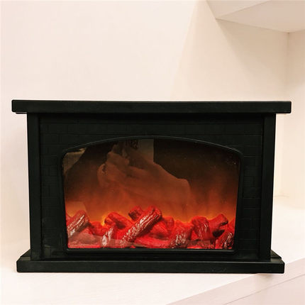 LED碳火焰灯箱时尚复古风灯壁炉灯手提灯笼挂灯圣诞房间布置装饰