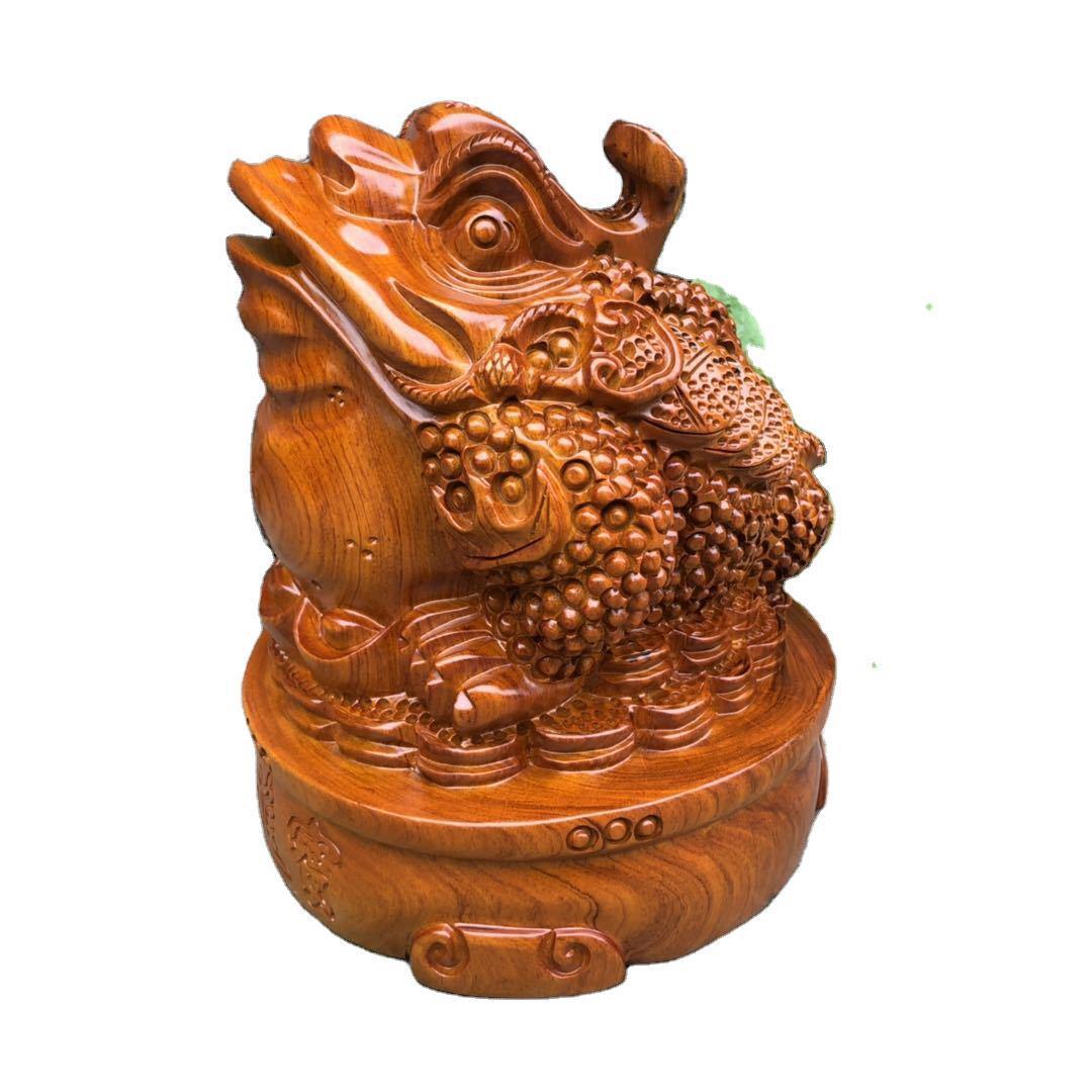 黑檀木金蟾摆件手工雕刻工艺品家居装饰摆件直播货源木雕/根雕万